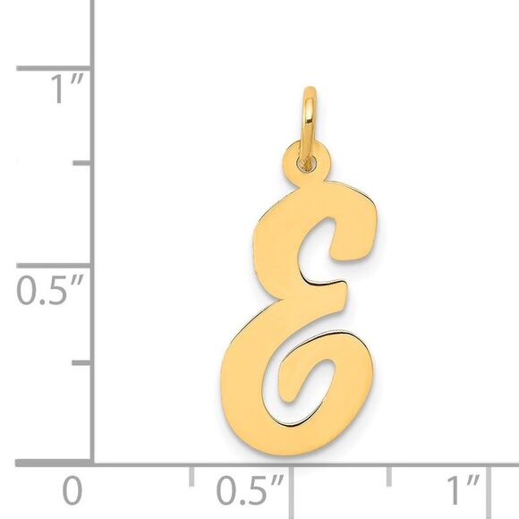 14k Yellow Gold Madison Collection LG Classic Script Initial E Pendant - Picture 4 of 5